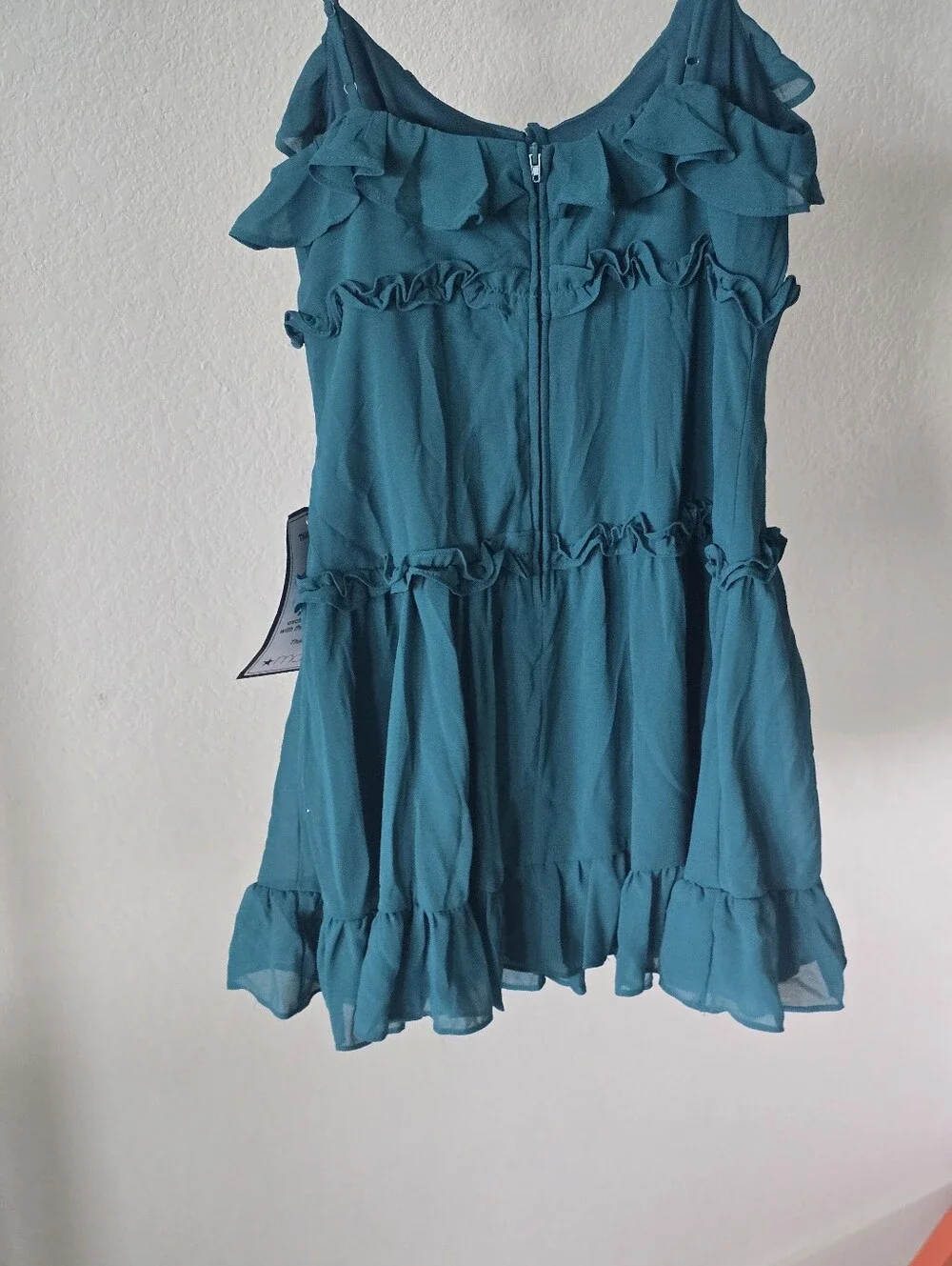 B. Darlin Teal Blue Ruffle Chiffon Mini Dress Size 7/8 NWT Party Cocktail $99